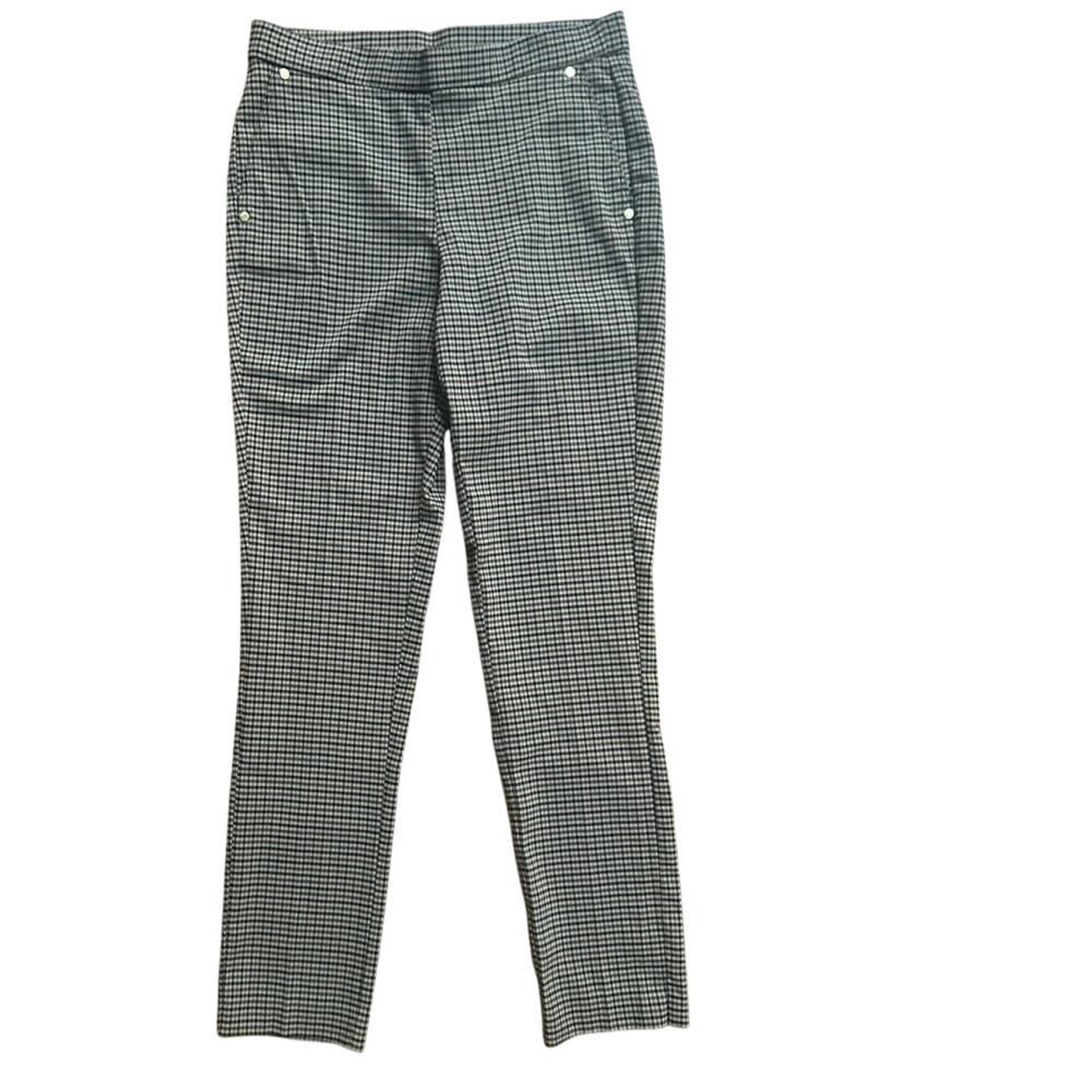 Anne Klein Small Brown Black Fall Checked Plaid Classic Equestrian Preppy Pants